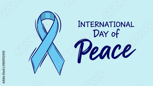 Blue ribbon for International Day of Peace on light background