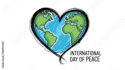 Earth globe in heart shape for International Day of Peace celebration