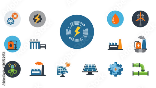 Collection of Energy Icons and Symbols.