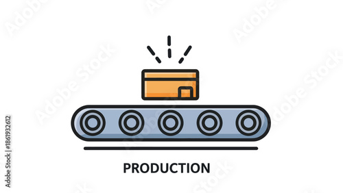 Conveyor Belt with Box in Production Line.