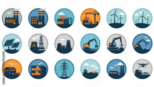 Collection of Industrial Icons and Symbols.