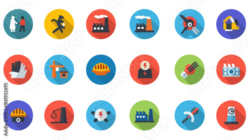 Collection of Various Colored Icons and Symbols.