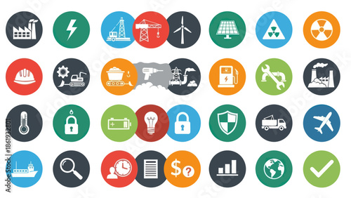 Collection of Various Business and Technology Icons.