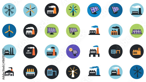 Collection of Renewable Energy Icons Symbols.