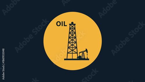 Oil Rig Derrick Pumpjack Graphic Illustration.