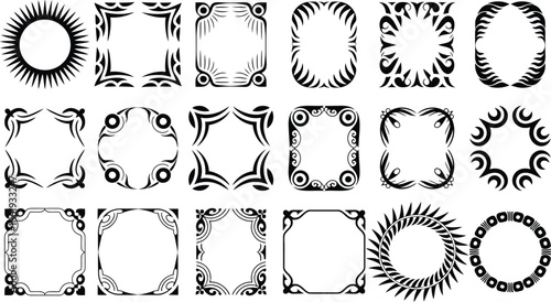 Collection of various ornate black frame designs and borders .