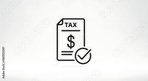 A simple icon of a tax document with a checkmark indicating approval or completion