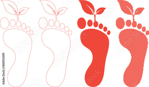 Footprints with leaves on top for eco friendly and nature concepts