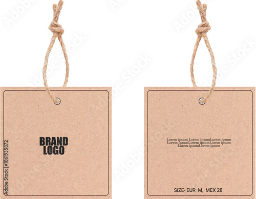 Blank Kraft Paper Square Hang Tag Mock up