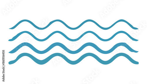 Minimalist Teal Wavy Lines Pattern on White Background