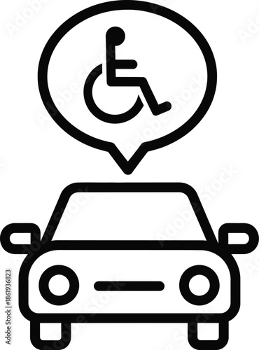 Accessible vehicle or disabled parking icon with a car and wheelchair symbol