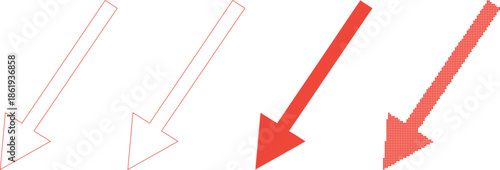 Various red arrows pointing to the right in different styles and sizes on white background