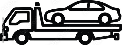 Tow truck transporting a disabled car, symbolizing vehicle recovery and roadside assistance