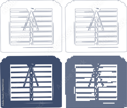 Blueprint designs of construction tools and equipment in various formats