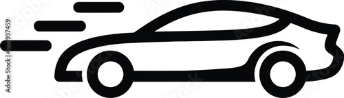 Fast moving car icon representing speed, delivery, and quick transport service