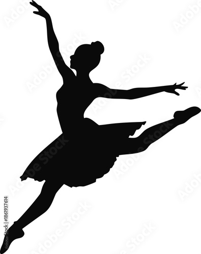 Silhouette Of A Ballerina Performing A High Leap