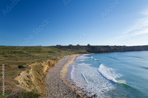 coastline with cliffs and blue sky