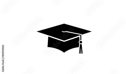 Square academic graduation cap icon flat vector illustration on white background