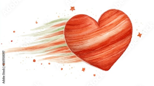 Heart floating in space scene concept, A vibrant red heart symbol representing love and passion.