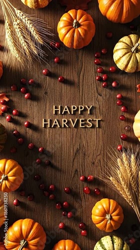 Happy Harvest - A Festive Autumn Celebration with Pumpkins and Berries.