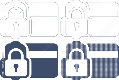 Secure credit card and debit card icons with padlock symbols for safe transactions online