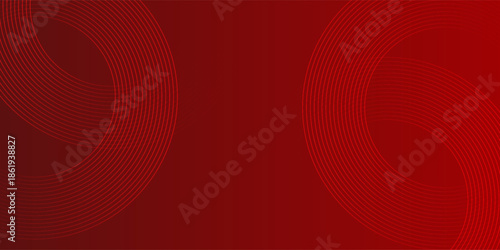 Abstract red background with glowing curve lines. Modern shiny red gradient geometric circle lines pattern. Futuristic concept. Suit for banner, brochure, poster, presentation, cover, website