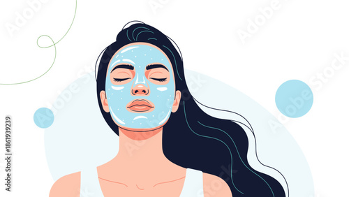 Woman relaxing with a cooling gel mask for skincare and beauty treatment concept