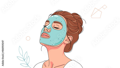 Woman relaxing with a cooling gel mask for skincare and beauty treatment concept