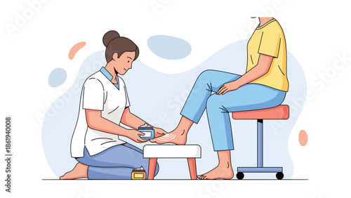 Therapist applying cream to client's feet in a relaxing treatment session