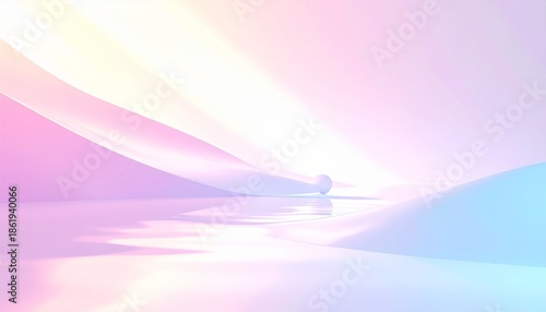 Serene Landscape: Abstract ethereal landscape with soft pastel hues, the subtle curves and gentle gradients creating a calming and dreamy environment.