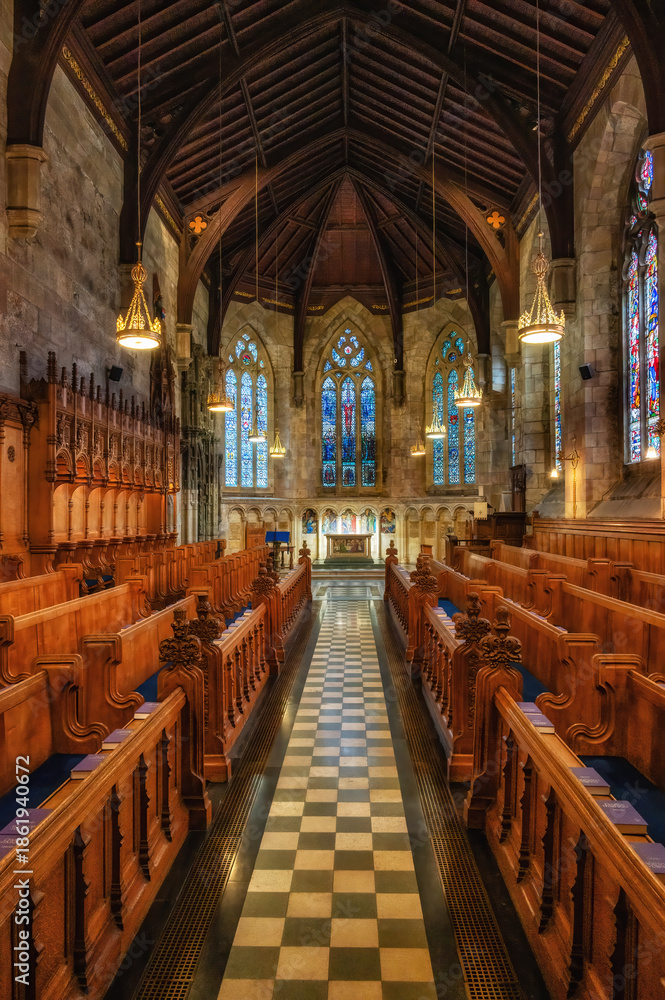 Obraz premium Interior of St Salvator’s chapel at St Andrews University, St Andrews, Fife, Scotland, UK