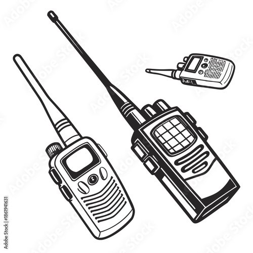 Communication Devices: Walkie Talkie, Antenna, and Radio Icons