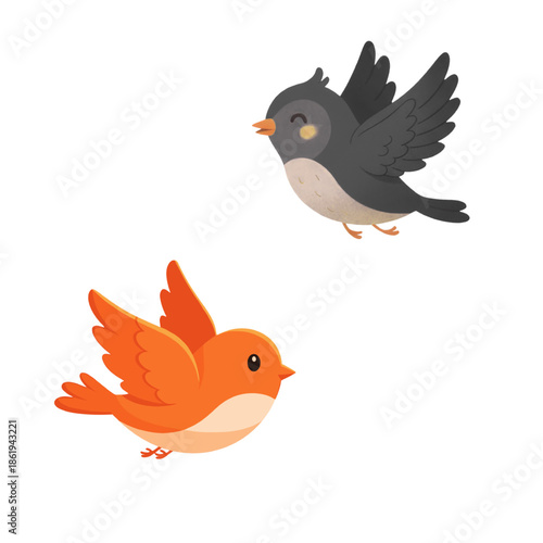 Beautiful flying birds soaring gracefully in open sky, symbolizing freedom, nature, and serenity