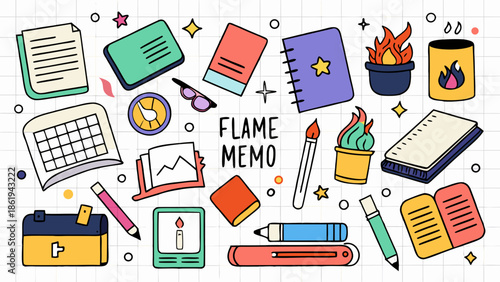 Stationery doodle collection Vector