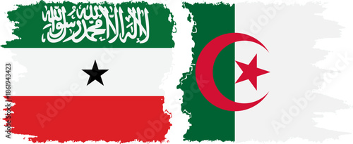 Algeria and Somaliland grunge flags connection, vector