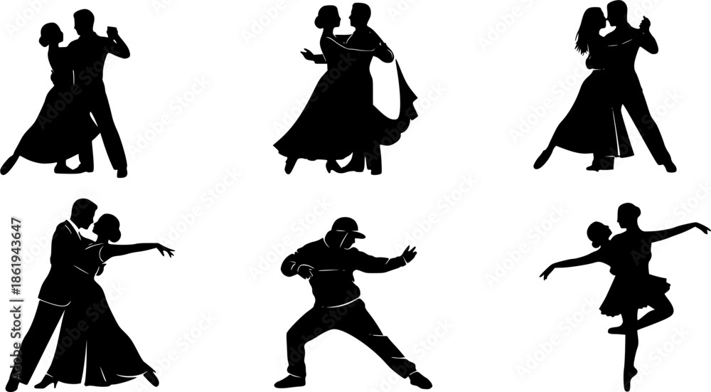 © Assem - set of Beautiful couple dancing silhouette vector © Assem - set of Beautiful couple dancing silhouette vector