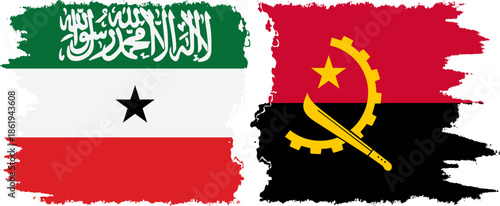 Angola and Somaliland grunge flags connection, vector