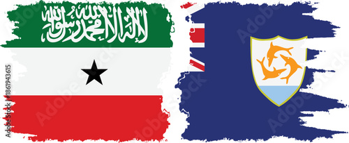 Anguilla and Somaliland grunge flags connection, vector