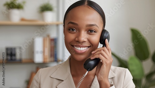 Woman on phone headset providing customer service