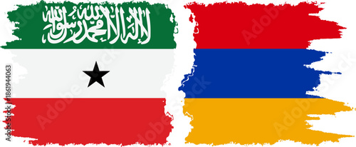 Armenia and Somaliland grunge flags connection, vector