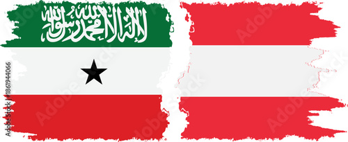 Austria and Somaliland grunge flags connection, vector