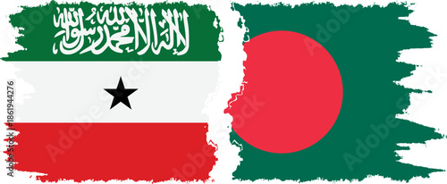 Bangladesh and Somaliland grunge flags connection, vector
