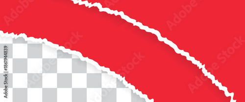 Torn paper. Vector illustration of torn red paper sheet isolated on transparent background