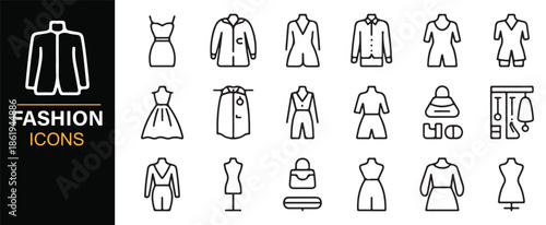 Shopping and apparel fashion line style icons