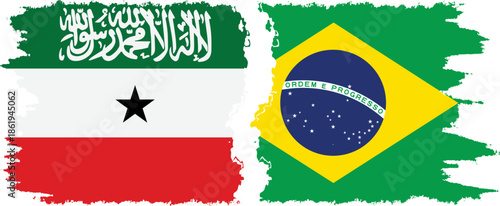 Brazil and Somaliland grunge flags connection, vector