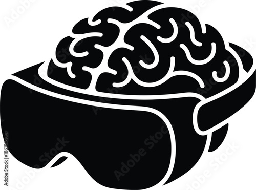 Metaverse Virtual Reality Headset Silhouette Vector