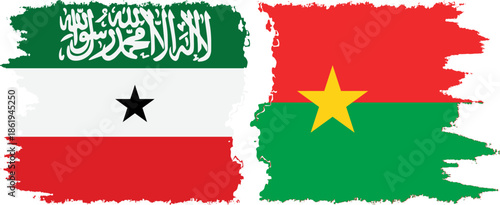 Burkina Faso and Somaliland grunge flags connection, vector