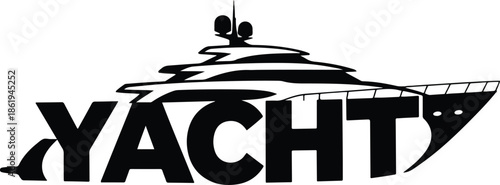 Black and white graphic logo combining the word YACHT with a stylized yacht silhouette