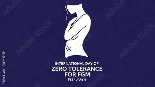 Female Genital Mutilation Awareness Silhouette on Dark Blue Background