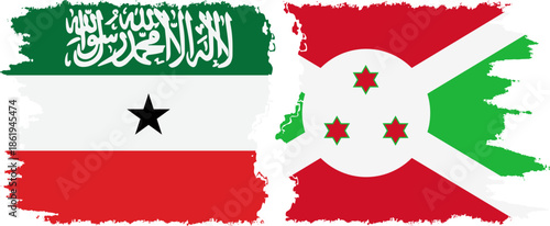 Burundi and Somaliland grunge flags connection, vector